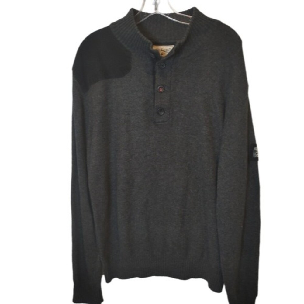Marc Ecko Cut & Sew Wool Blend Pullover sweater Men's Large Black Grey